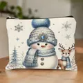 Borsa da trucco natalizia con pupazzo di neve - Stile Cartone Animato Pupazzo Di Neve Cervo E Fiocco Di Neve (HZB250915--18) / Confezione da 10
