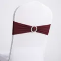 Bourgondische spandex stoelstrik met ronde zilveren gesp voor bruiloft banket decoratie - 13cm*35cm / Donkerrood