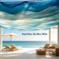 Fließender Wind-Decken-Gaze in Königsblau und Himmelblau für die Beschattung von Außenterrassen - Fall 30cm * 1m / Hellblaue Farbgebung