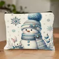 Borsa cosmetica pupazzo di neve di Natale pochette trucco - Stile Stampa Pupazzo Di Neve E Coniglio Nei Toni Del Blu (HZB250915--19) / Confezione da 10