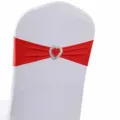 Fascia elastica rossa per sedia da matrimonio con fibbia decorativa a cuore argentata - Stile Rosso (YT260721-1) / 13cm*35cm