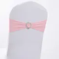 Fascia elastica rosa per sedia da matrimonio con fibbia decorativa a forma di cuore - Stile Rosa con Fibbia a Cuore in Strass (YT260721-2) / 13cm*35cm