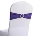 Paarse elastische stoelsjerp voor bruiloften en banketten met elegante zilveren ronde gesp - 13cm*35cm / Donkerpaars