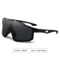 All-black outdoor cycling sports sunglasses with black frame and dark gray lenses - Black Frame Grey Lens