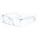 Klassische quadratische Blaulichtfilter-Brille mit hellblauem transparentem Rahmen. - Blau