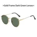 Lunettes de soleil ovales vintage avec monture en métal doré et verres vert foncé - Monture Dorée Verres Verts