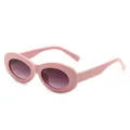 Lunettes de soleil rétro roses pour femmes, forme œil de chat ovale et verres dégradés - Monture Rose Verres Gris Dégradés