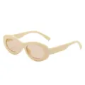 Lunettes de soleil vintage œil de chat crème ovales pour femmes avec verres rétro - Monture Blanc Cassé / Verres Thé