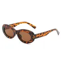 Lunettes de soleil rétro léopard pour femmes, design œil de chat ovale et verres bruns - Monture Écaille de Tortue Verres Thé