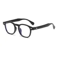 Retro round black frame glasses featuring stylish silver diamond rivets decoration. - Black Frame Clear Lens