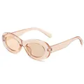 Lunettes de soleil rétro ovales œil de chat pour femmes en couleur pêche élégante - Monture Thé Transparente Verres Thé