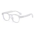 Stylish retro round transparent frame sunglasses with classic silver rivet accents - Transparent Frame Clear Lens