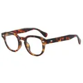 Retro round tortoise shell frame sunglasses featuring stylish silver rice nail studs - Tortoiseshell Frame Clear Lens