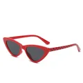 Red cat-eye children's sunglasses with triangle frame and star pattern temples - Red Frame Grey Lens