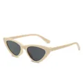 Modische beige Katzenaugen-Sonnenbrille für Kinder mit stabilem dreieckigem Gestell. - Beiger Rahmen Graue Gläser