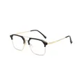 Montura de gafas de media montura ultraligera con doble puente en negro y acabado dorado - Plain Lens (No Degree) / Montura Oro Negro