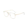 Gafas anti luz azul para hombre con montura de metal dorado y diseño de doble puente - Plain Lens (No Degree) / Marco Transparente Dorado
