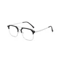 Gafas de hombre con filtro de luz azul, montura de media montura y doble puente. - Plain Lens (No Degree) / Negro y Plata