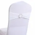 Witte elastische stoelstrik met fonkelende strass-gesp voor luxe bruiloftsfeesten - 13cm*35cm / Wit
