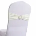 Crèmewitte elastische stoelsjerp met ringgesp van strass - 13cm*35cm / Ivoor