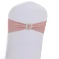 Fascia elastica per sedia da matrimonio rosa con fibbia a forma di cuore scintillante - Stile Rosa Chiaro con Fibbia a Cuore in Strass (YT260721-13) / 13cm*35cm