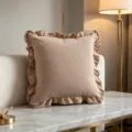 Retro beige ruffled throw pillow cover on sofa - Ruffle Coffee / 45x45cm (One Piece Without Core)
