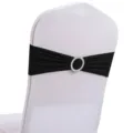 Elegante zwarte elastische stoelsjerp met zilveren gesp voor bruiloft en banket - 13cm*35cm / Zwart