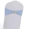 Fascia elastica azzurra per sedie da matrimonio con fibbia a cuore in strass lucenti - Stile Blu Chiaro con Fibbia a Cuore in Strass (YT260721-7) / 13cm*35cm