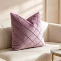 Elegant purple velvet cushion cover with quilted diamond lattice pattern for sofa decor. - 50*30cm (Without Filling) / Light Purple