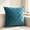 Elegant teal blue velvet pillow cover featuring a diamond lattice quilted pattern. - 50*30cm (Without Filling) / Teal