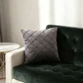 Elegant gray velvet throw pillow cover with diamond quilted pattern for sofa decor. - 50*30cm (Without Filling) / Dark Gray