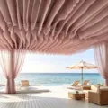 Elegante rosa Chiffon-Decken-Draperie für Hochzeiten und Terrassen - Fall 30cm * 1m / Altrosa