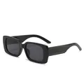 Modische kleine quadratische Sonnenbrille mit schwarzem Hochglanz-Finish für Damen - Schwarzer Rahmen Schwarz Graue Gläser