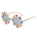 Occhiali da sole a forma di girasole per bambini con cuori colorati e montatura avorio opaco - Montatura Beige Lenti Grigie