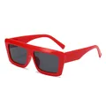 Modische rote Oversize-Quadrat-Sonnenbrille für Damen mit UV-Schutz und dunklen Gläsern - Roter Rahmen Graue Gläser