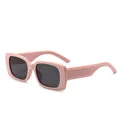 Fashionable trendy pink small square frame sunglasses with dark lenses for stylish look - Pink Frame Dark Grey Lens