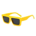 Trendige Retro-Oversize-Sonnenbrille mit quadratischem gelbem Rahmen für Damen chic - Gelber Rahmen Graue Gläser