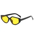Trendy irregular geometric sunglasses with bold yellow lenses and black frames for women - Black Frame Yellow Lens