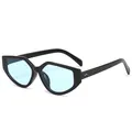 Trendy onregelmatige geometrische zonnebril met zwart frame en lichtblauwe glazen - Zwart Frame Blauwe Lenzen