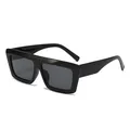 Klassische Retro-Sonnenbrille mit großem quadratischem Rahmen in Glanzschwarz für Damen - Schwarzer Rahmen Graue Gläser