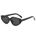 Trendy irregular black geometric sunglasses for women fashion street style eyewear - Black Frame Black Grey Lens