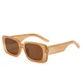 Trendy retro small square sunglasses featuring translucent amber frame and brown lenses - Tea Frame Tea Lens