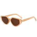 Onregelmatige polygoon zonnebril met oranje frame en bruine glazen - Jelly Tea Frame Bruine Glazen