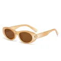 Retro-Sonnenbrille für Damen mit ovalem Katzenaugen-Rahmen in Bernstein-Optik - Hellbrauner Rahmen Braune Gläser