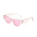 Stylische rosa Retro-Cateye-Sonnenbrille mit transparenten breiten Bügeln und Gläsern. - Transparent rosa Rahmen rosa Gläser