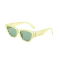 Stilvolle Retro-Cateye-Sonnenbrille mit einem hellgelben Rahmen und grünen Gläsern - Grüner Rahmen / Grüne Gläser