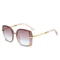 Gafas de sol poligonales de gran tamaño para mujer con lentes degradadas marrones - Montura Té Claro Lentes Degradados Té