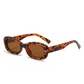 Lunettes de soleil ovales rétro à imprimé léopard avec verres marrons pour un style tendance - Monture Écaille de Tortue Verres Thé