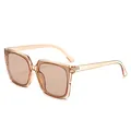 Retro-Sonnenbrille mit quadratischem Rahmen und UV-Schutz in Champagner-Optik - Hellbrauner Rahmen Braune Gläser