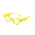 Modische gelbe Vintage-Sonnenbrille mit kleinem Rahmen, breiten Bügeln und Gläsern - Gelber Rahmen & Hellgrüne Gläser